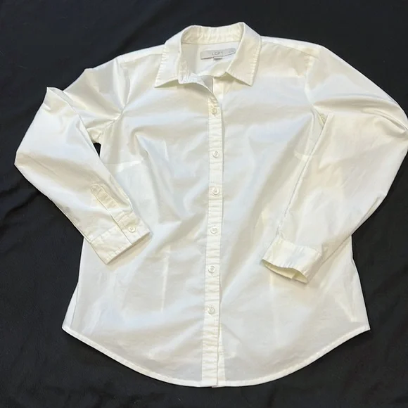 LOFT | Tops | Ann Taylor Loft Ivory Fitted Button Shirt | Poshmark